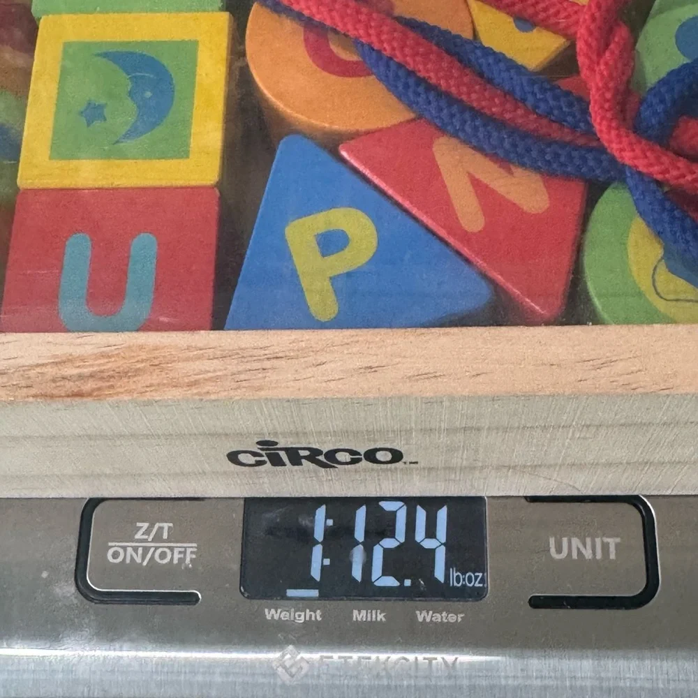 Circo Wooden Lacing Beads Alphabet Number Blocks Montessori Toy Set w/ Tray‎